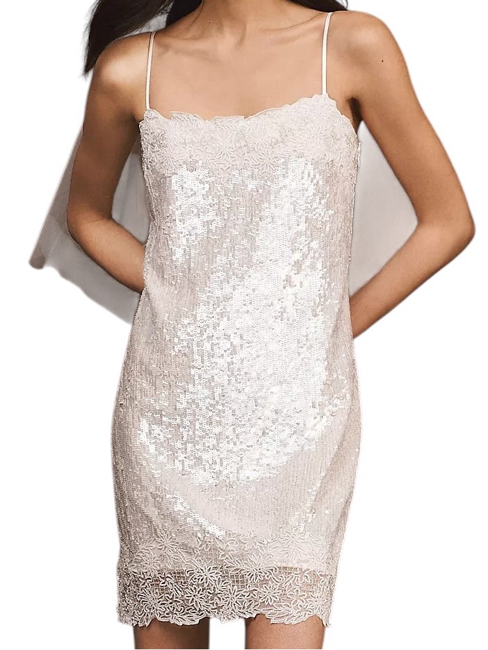 Audrey Adele Sequin Mini Shift Dress Anthropologie Size Large